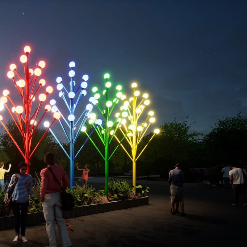Cột Đèn Trang Trí Cảnh Quan Khuôn Viên Trung Tâm Ngoài Trời ZCV-H5000-21x7W - Dạng Cây 21 tay đèn cao từ 5m mới nhất