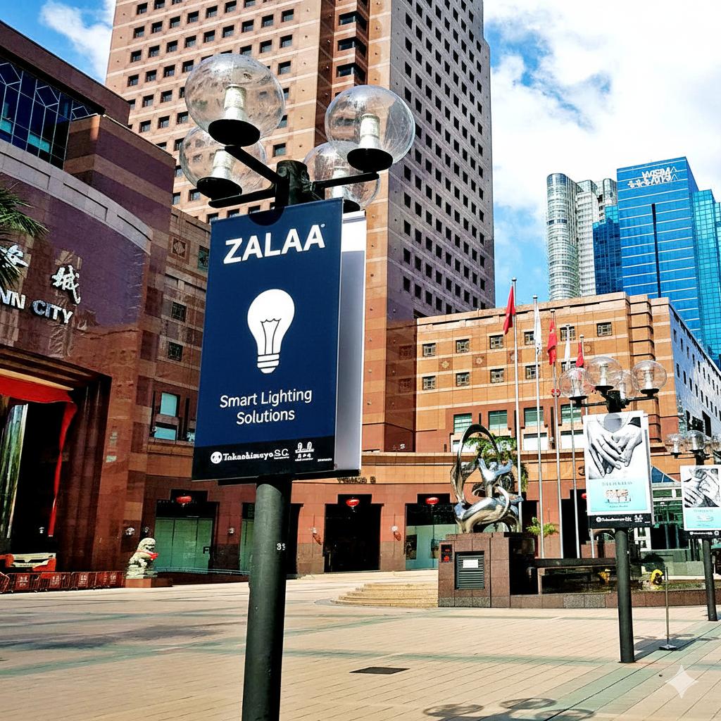 Bộ Tay Treo Banner Cột Đèn ZALAA, Giá Treo Phướn Quảng Cáo Chịu Gió