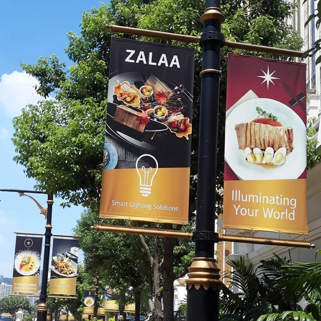 Bộ Tay Treo Banner Cột Đèn ZALAA, Giá Treo Phướn Quảng Cáo Chịu Gió