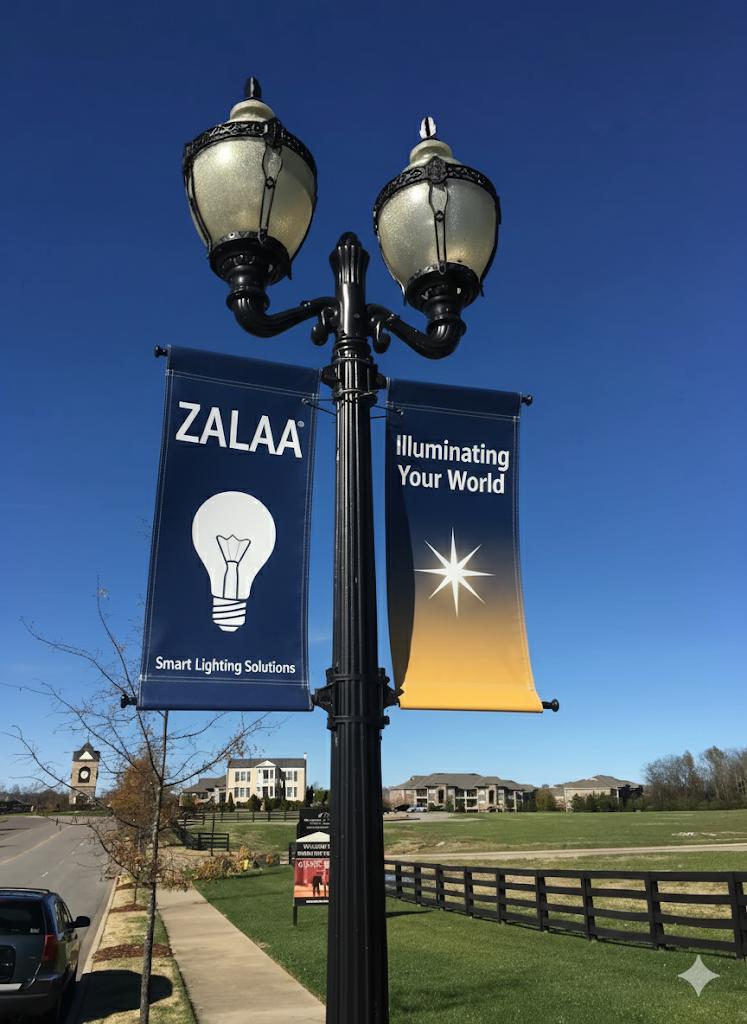 Bộ Tay Treo Banner Cột Đèn ZALAA, Giá Treo Phướn Quảng Cáo Chịu Gió