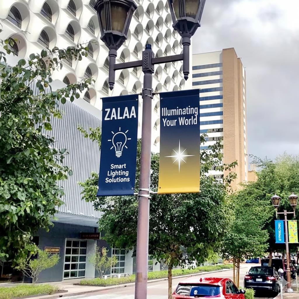 Bộ Tay Treo Banner Cột Đèn ZALAA, Giá Treo Phướn Quảng Cáo Chịu Gió