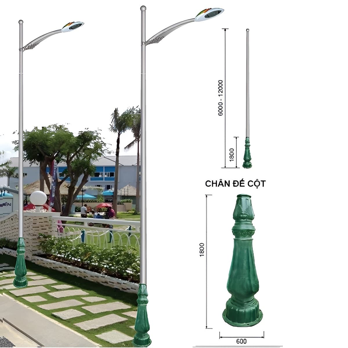 Chân Đế Cột Đèn Cao Áp / Đế Trụ Đèn Sân Vườn Gang / Thép Bền Bỉ Chịu Lực Cao