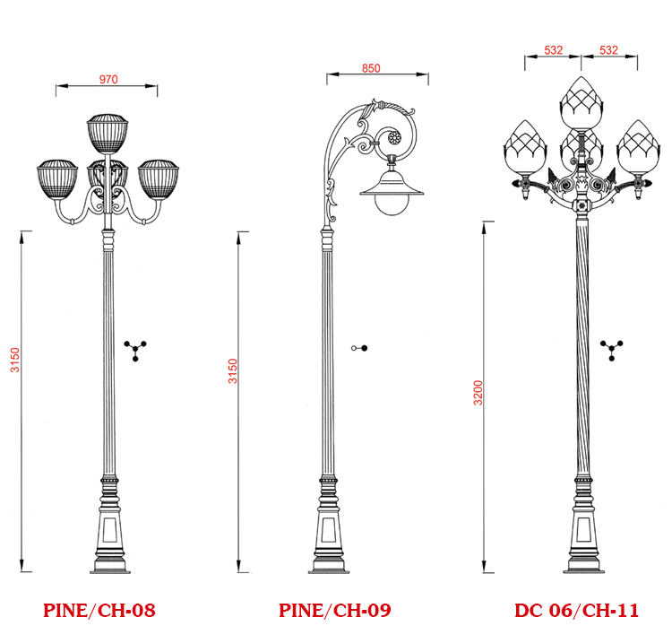 Đế Cột Pine - Chân Đế Cột Đèn Thép Gang Bền Bỉ Chịu Lực Cao