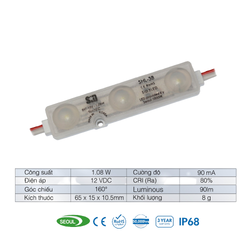 Chip LED Module SiD IP68, Bảo hành 3 năm by Sam Sung, in Korea