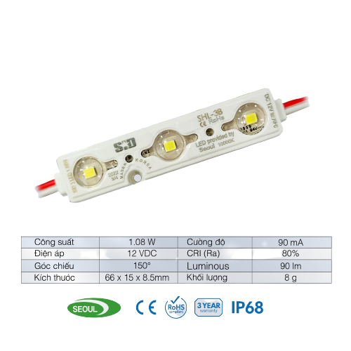 Chip LED Module SiD IP68, Bảo hành 3 năm by Sam Sung, in Korea