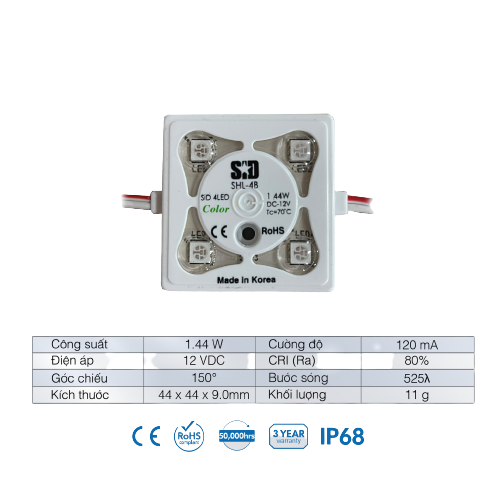 Chip LED Module 2835 4 Bóng Sam Sung SiD IP68, Bảo hành 3 năm
