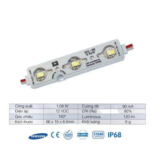 Chip LED Module SiD IP68, Bảo hành 3 năm by Sam Sung, in Korea