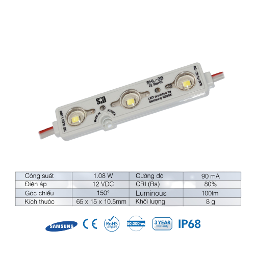 Chip LED Module SiD IP68, Bảo hành 3 năm by Sam Sung, in Korea