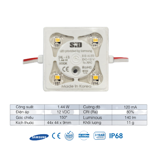 Chip LED Module SiD IP68, Bảo hành 3 năm by Sam Sung, in Korea