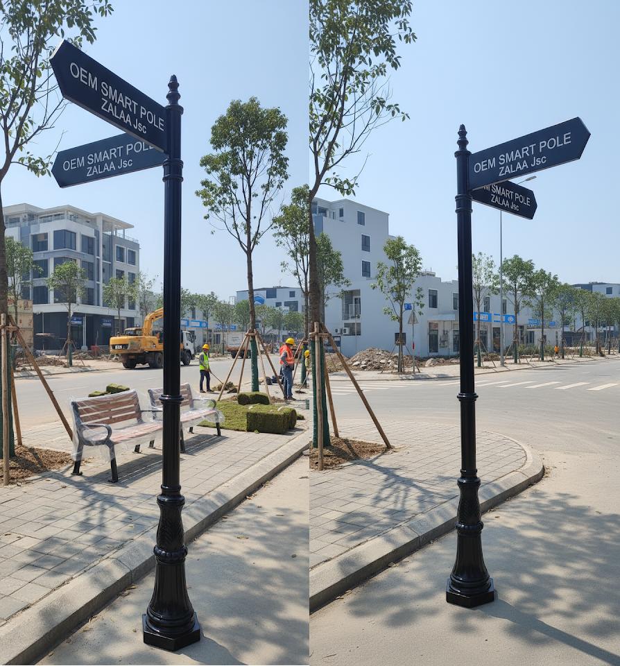 Cột Biển Báo Chỉ Dẫn Thông Minh Tích Hợp Tay Cần Lắp Camera | ZALAA