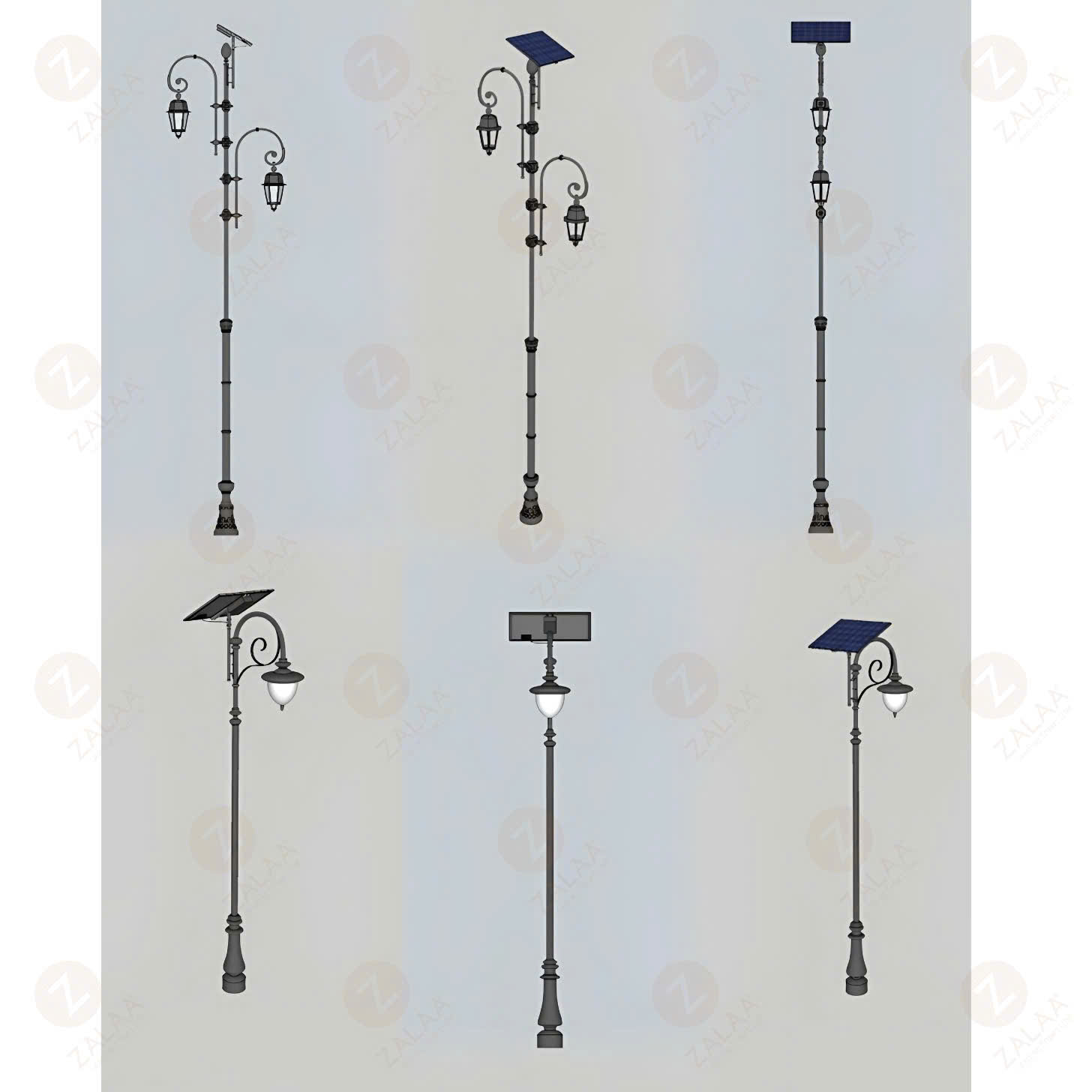 Cột Đèn Cảnh Quan Năng Lượng Mặt Trời ZSLLP Cổ điển Europe H5-8M 60-120W - ZALAA OEM