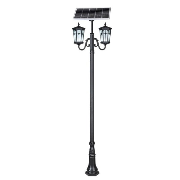 Trụ Đèn Sân Vườn Năng Lượng Mặt Trời Kiểu Dáng 2 Bóng Cổ Điển ZALAA OEM ZSCV-003