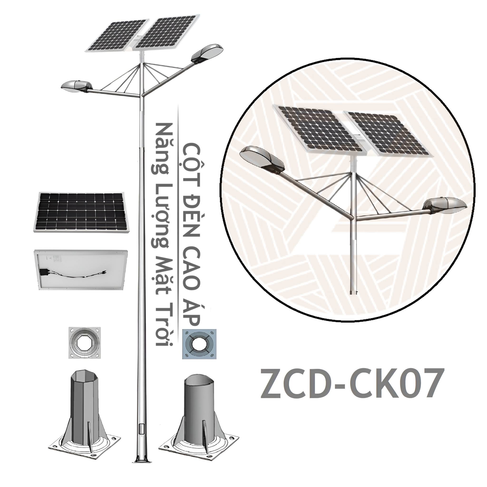 Cột Đèn Cao Áp Chiếu Sáng Đường Phố | Cần Đèn Đôi ZCD.CK13
