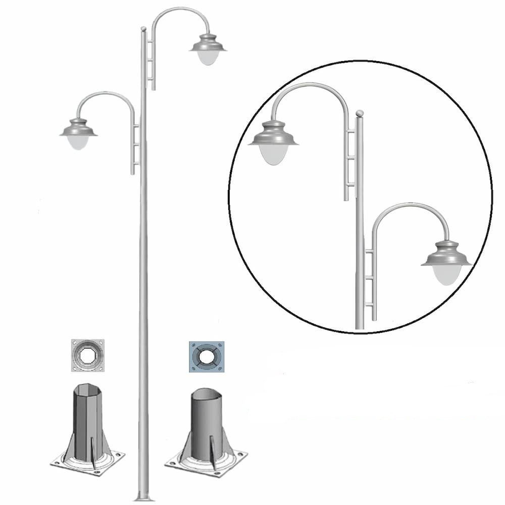 Cột Đèn Cao Áp GONI Cần Đôi 2 Bóng ZCD.Goni2 ZALAA | Chiếu Sáng Đường Phố