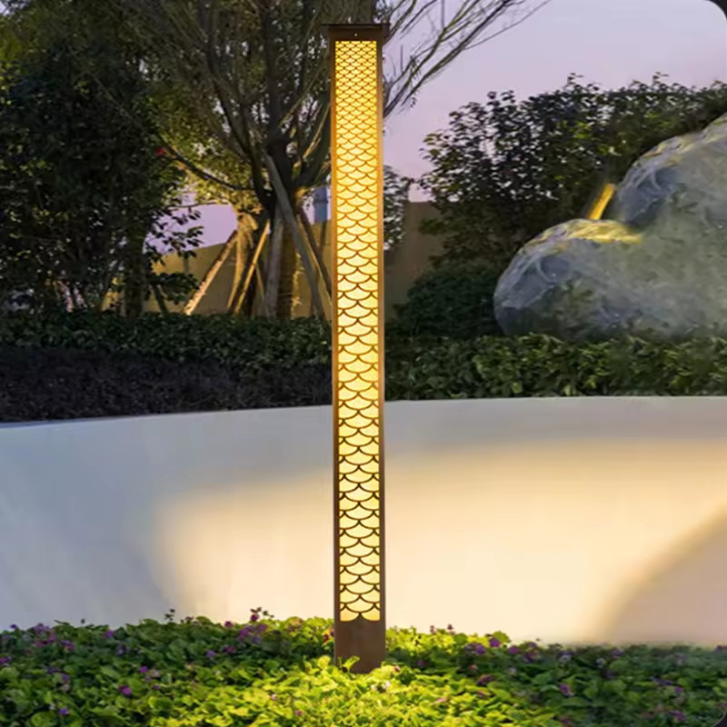 Cột Đèn LED Cao 2m-4m thân cột có hoa văn cắt CNC theo yêu cầu