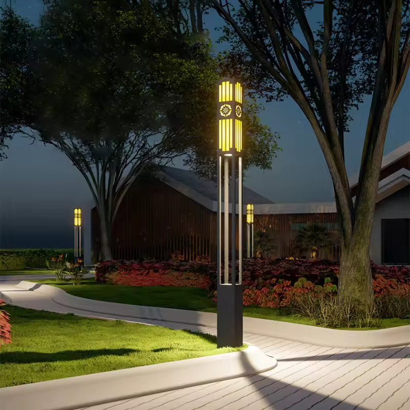 Cột Đèn LED Cao 2m-4m thân cột có hoa văn cắt CNC theo yêu cầu