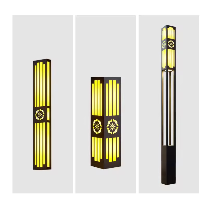 Cột Đèn LED Cao 2m-4m thân cột có hoa văn cắt CNC theo yêu cầu