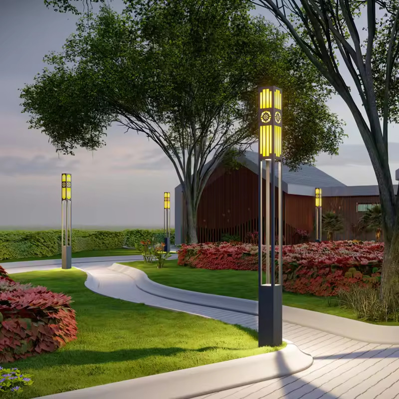 Cột Đèn LED Cao 2m-4m thân cột có hoa văn cắt CNC theo yêu cầu