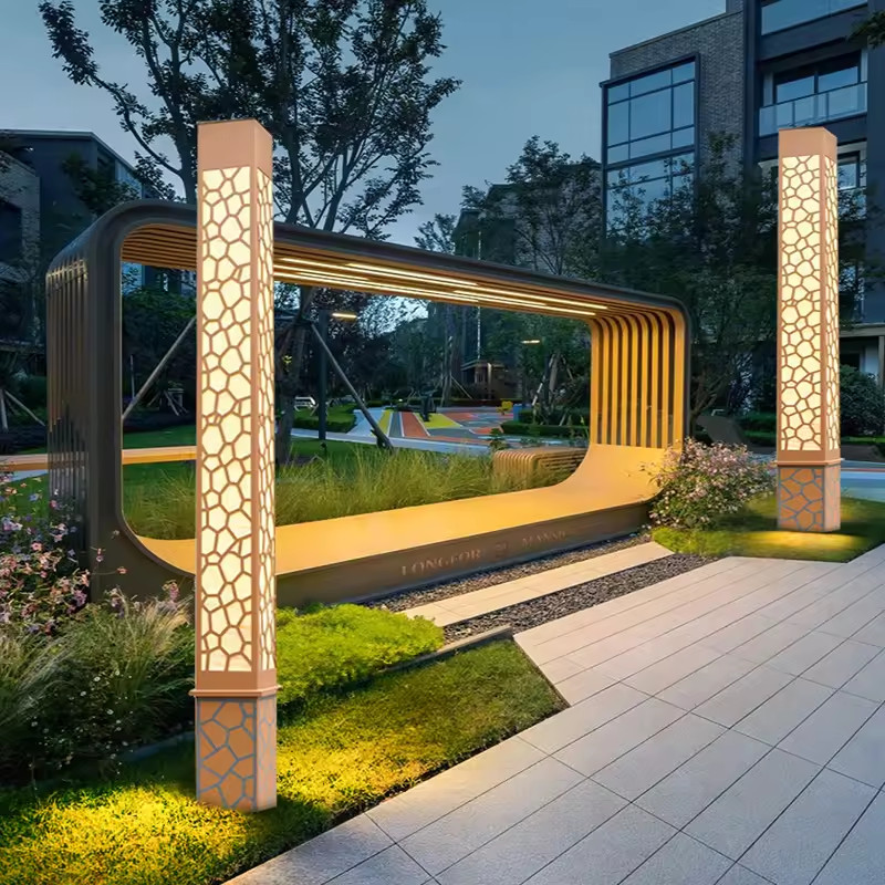 Cột Đèn LED Cao 2m-4m thân cột có hoa văn cắt CNC theo yêu cầu