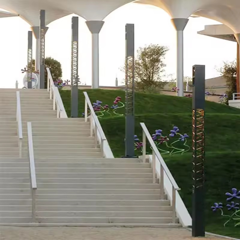 Cột Đèn LED Cao 2m-4m thân cột có hoa văn cắt CNC theo yêu cầu