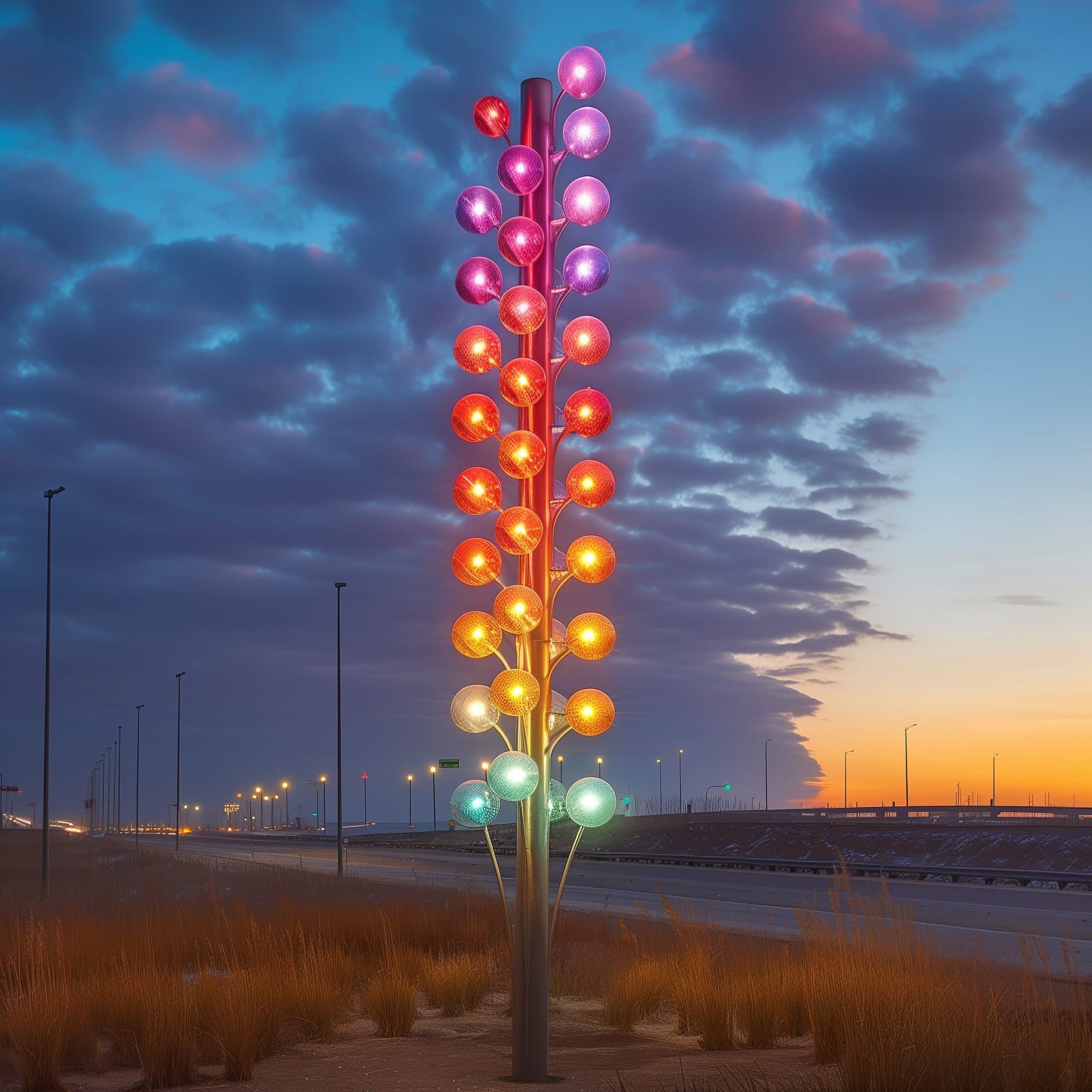 Trụ Đèn LED Kiểu Cây Xanh Quả Cầu Trắng Trang Trí Cảnh Quan Sân Vườn Công Viên Thiên Văn Học