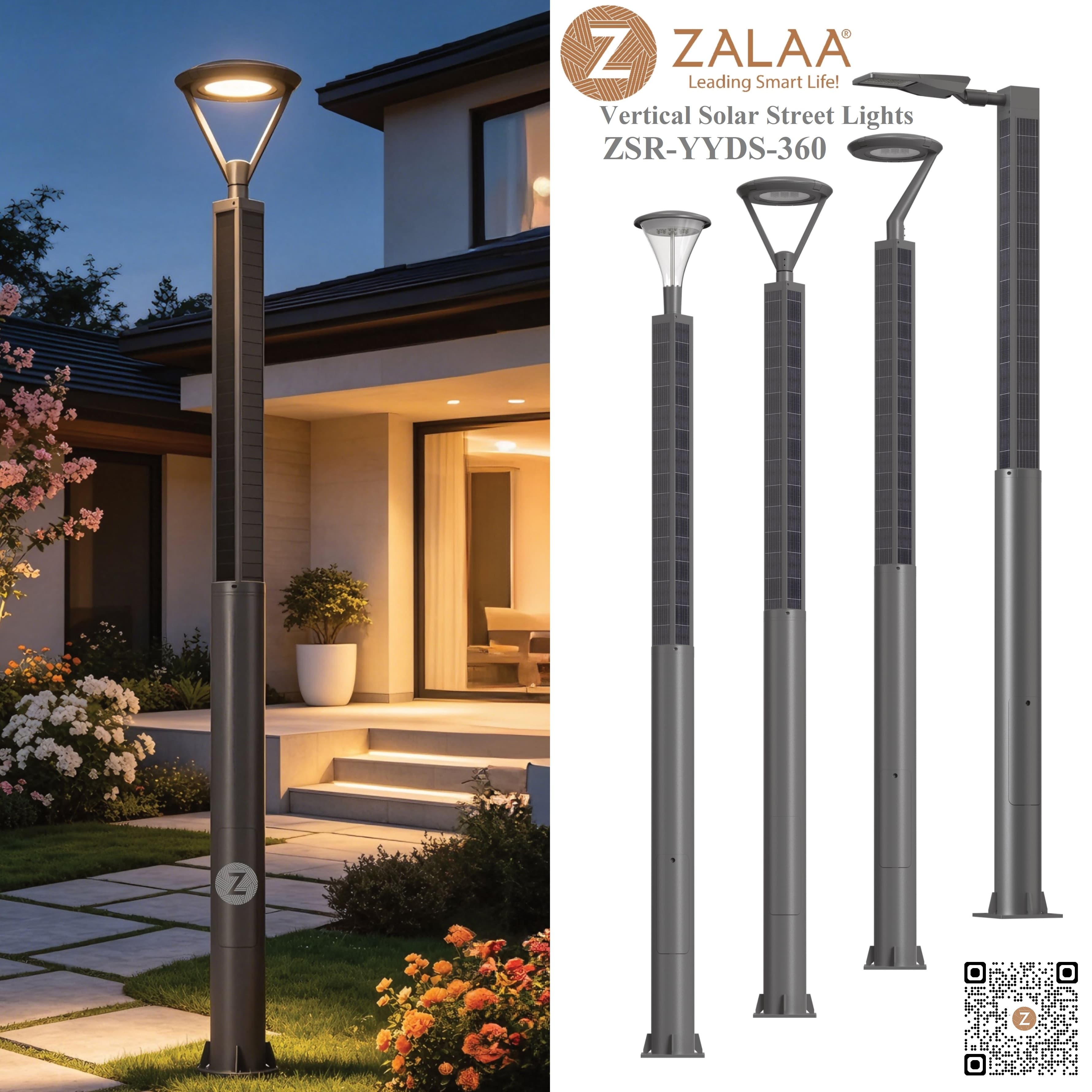 Cột Đèn Năng Lượng Mặt Trời Dọc Thông Minh ZSR-YYDS-360 | ZALAA Jsc