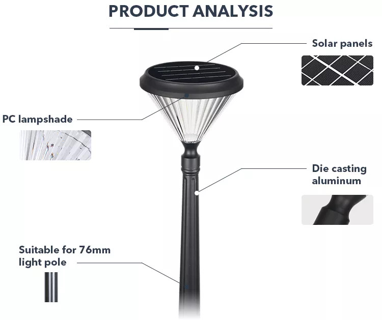 Cột Đèn Năng Lượng Mặt Trời ZALAA cao từ 1m-2m ZG-GGD4505-1-4,5W Chiếu sáng cảnh quan ngoài trời