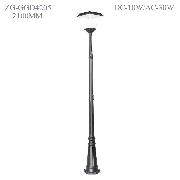 Cột Đèn Năng Lượng Mặt Trời ZG-GGD4205-10W ZALAA cao từ 1m-2m6 chiếu sáng cảnh quan ngoài trời