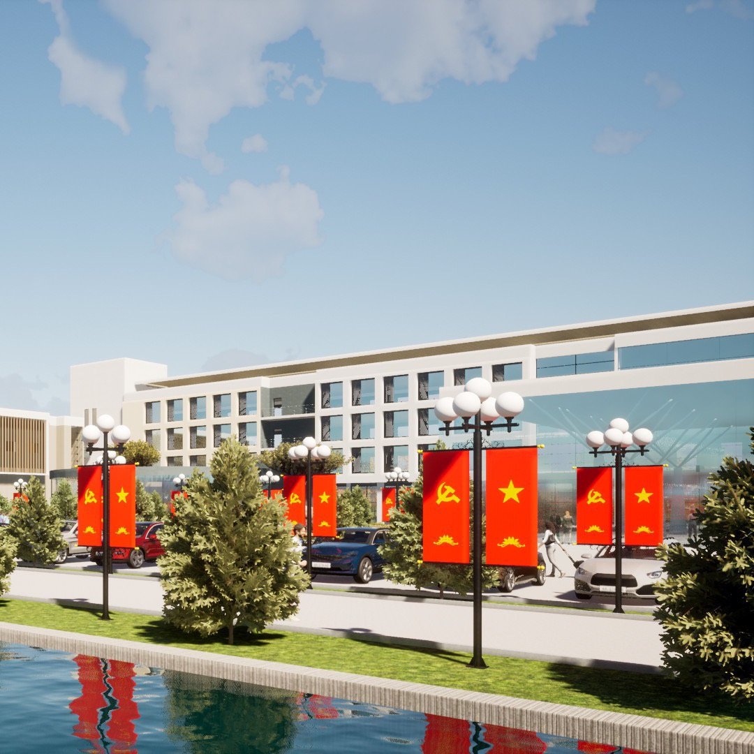 Cột Đèn Quả Cầu D200, D300, D400 Có Phướn Treo Băng Rôn - Thiết Kế Theo Yêu Cầu