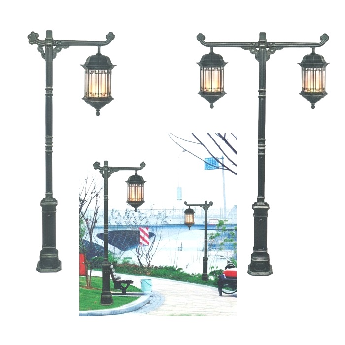 Cột Đèn Sân Vườn 2 Bóng Cổ Điển Cho Biệt Phủ, Nhà Thờ, Đền Chùa Đình | ZSV-GLP EU002-2 ZALAA