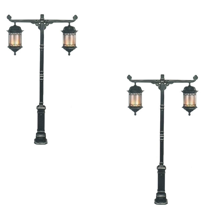 Cột Đèn Sân Vườn 2 Bóng Cổ Điển Cho Biệt Phủ, Nhà Thờ, Đền Chùa Đình | ZSV-GLP EU002-2 ZALAA