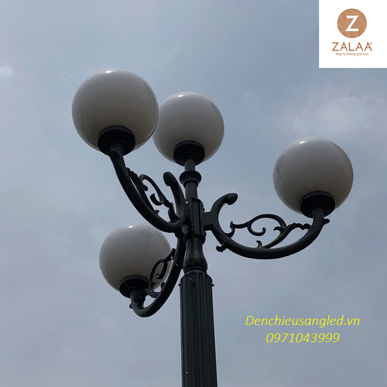 Cột Đèn Trang Trí Công Viên 5 bóng cầu D400, cao 4,8m