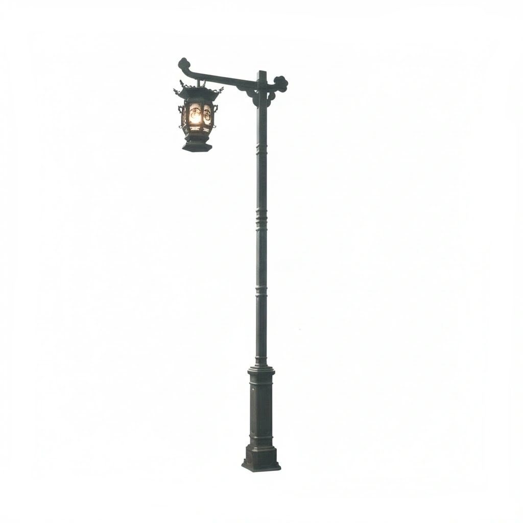 Cột Đèn Sân Vườn Châu Âu Cổ Điển ZALAA (3.0m - 3.5m) - Đèn Lồng Tay Thả , Thân Thép Tấm Dập Khuôn | ZSL-GLP-EC-EU003B