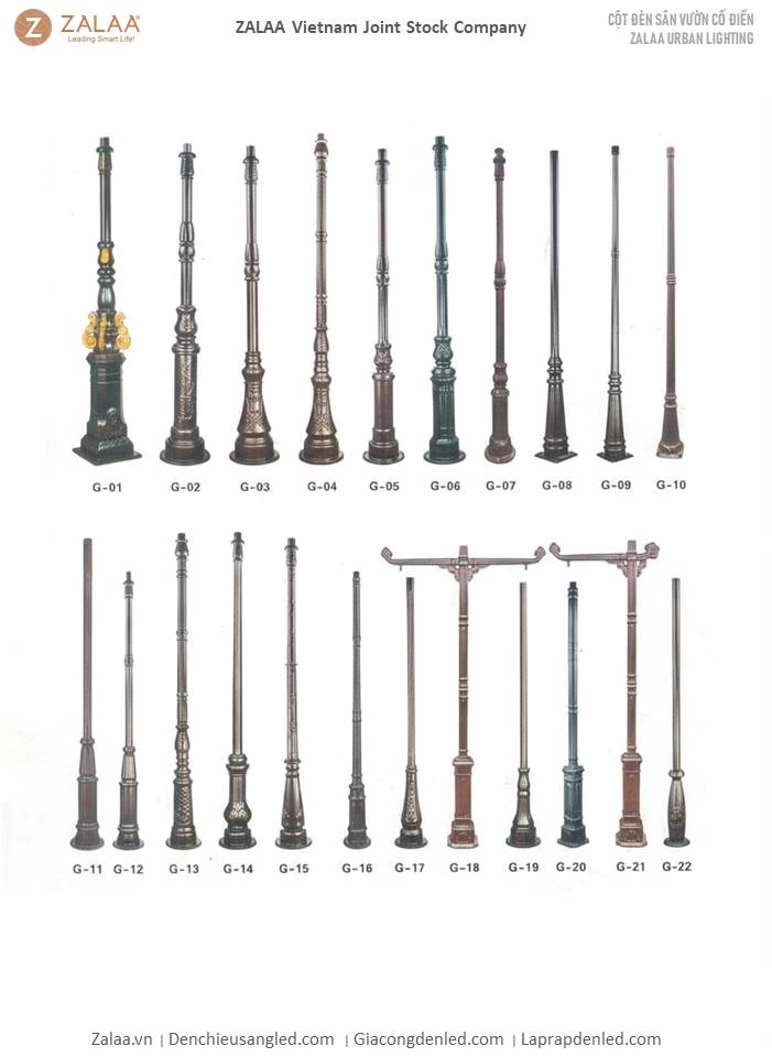Cột Đèn Sân Vườn 1 Bóng Cổ Điển Cho Biệt Phủ, Nhà Thờ, Đền Chùa Đình | ZSV-GLP EU002-1 ZALAA