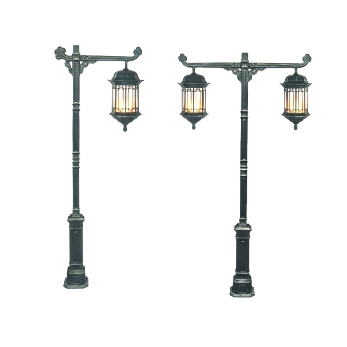 Cột Đèn Sân Vườn 2 Bóng Cổ Điển Cho Biệt Phủ, Nhà Thờ, Đền Chùa Đình | ZSV-GLP EU002-2 ZALAA