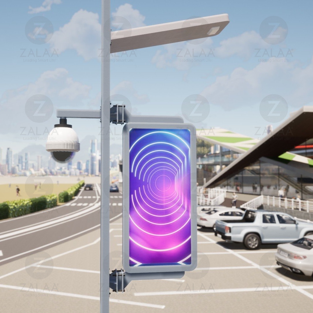 Cột Đèn Thông Minh ZALAA Có tích hợp vị trí lắp Camera và Biển Quảng Cáo LED