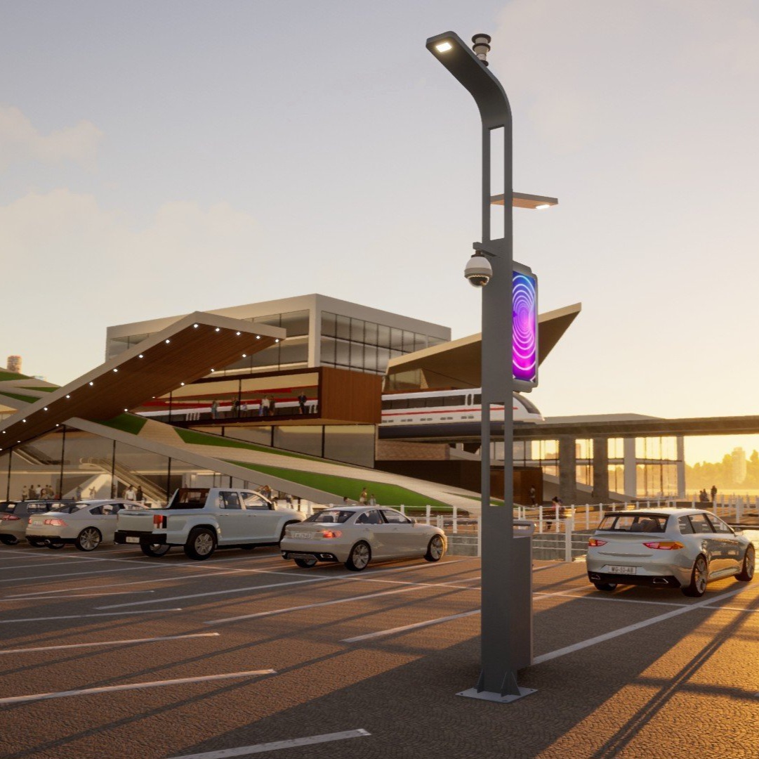 Cột Đèn Thông Minh ZALAA Có tích hợp vị trí lắp Camera và Biển Quảng Cáo LED