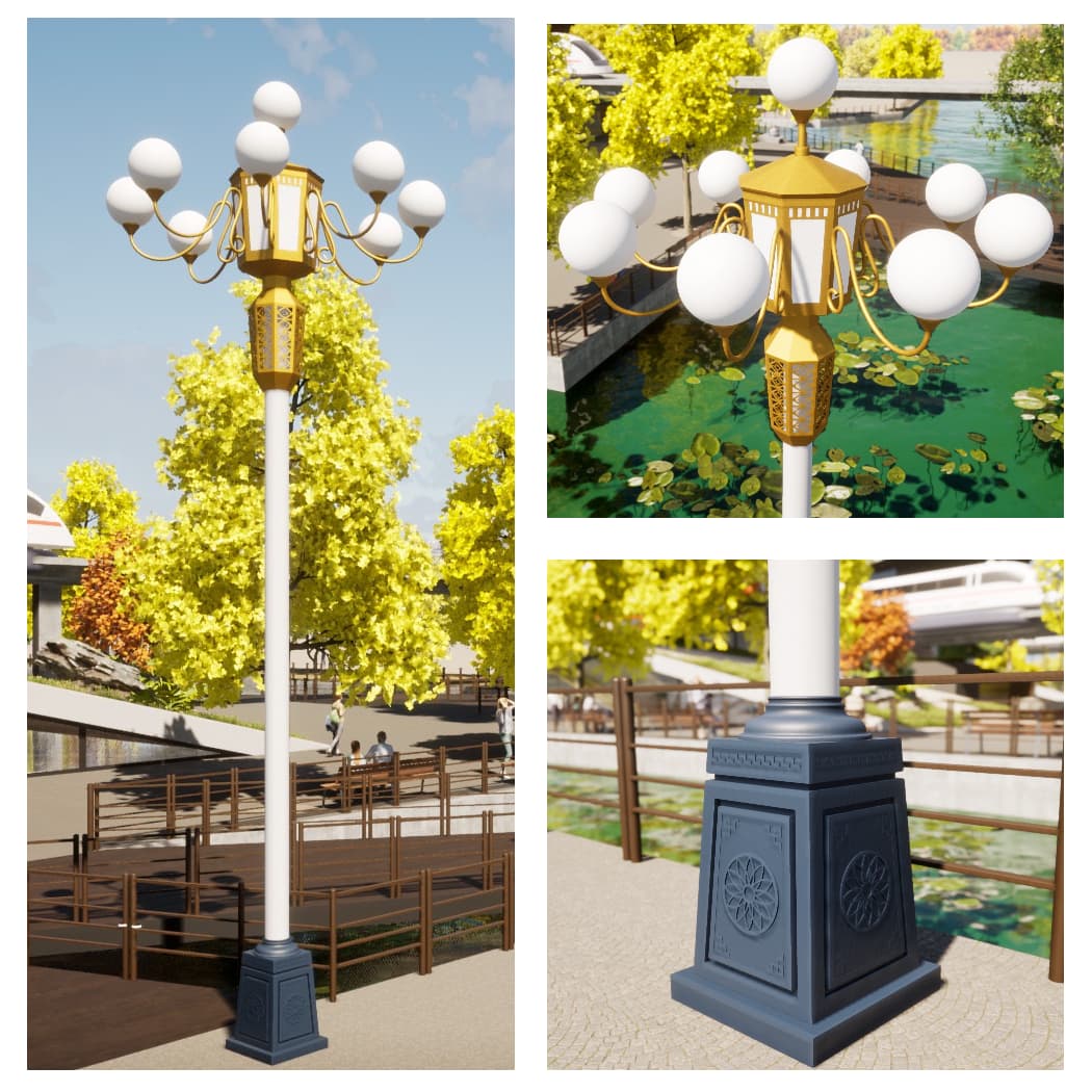 Cột Đèn Trang Trí Chiếu Sáng 8 Bóng D400 Đẹp Lạ ZCV-H8000xD2800 ZALAA