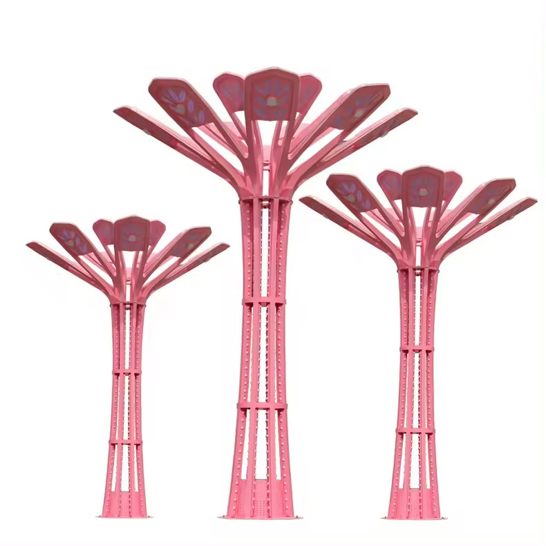 Cột Đèn Trang Trí Công Viên Sản Xuất Theo Yêu Cầu Cao 6-8M ZALAA - Kiểu Dáng Bông Hoa 12 Cánh Khắc CNC Gắn LED
