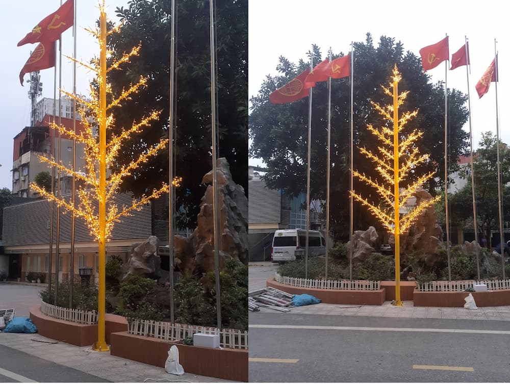 Trụ Cột Đèn LED Kiểu Dáng Cây Thông ZALAA Trang Trí & Chiếu Sáng Cảnh Quan Khuông Viên Trường Học