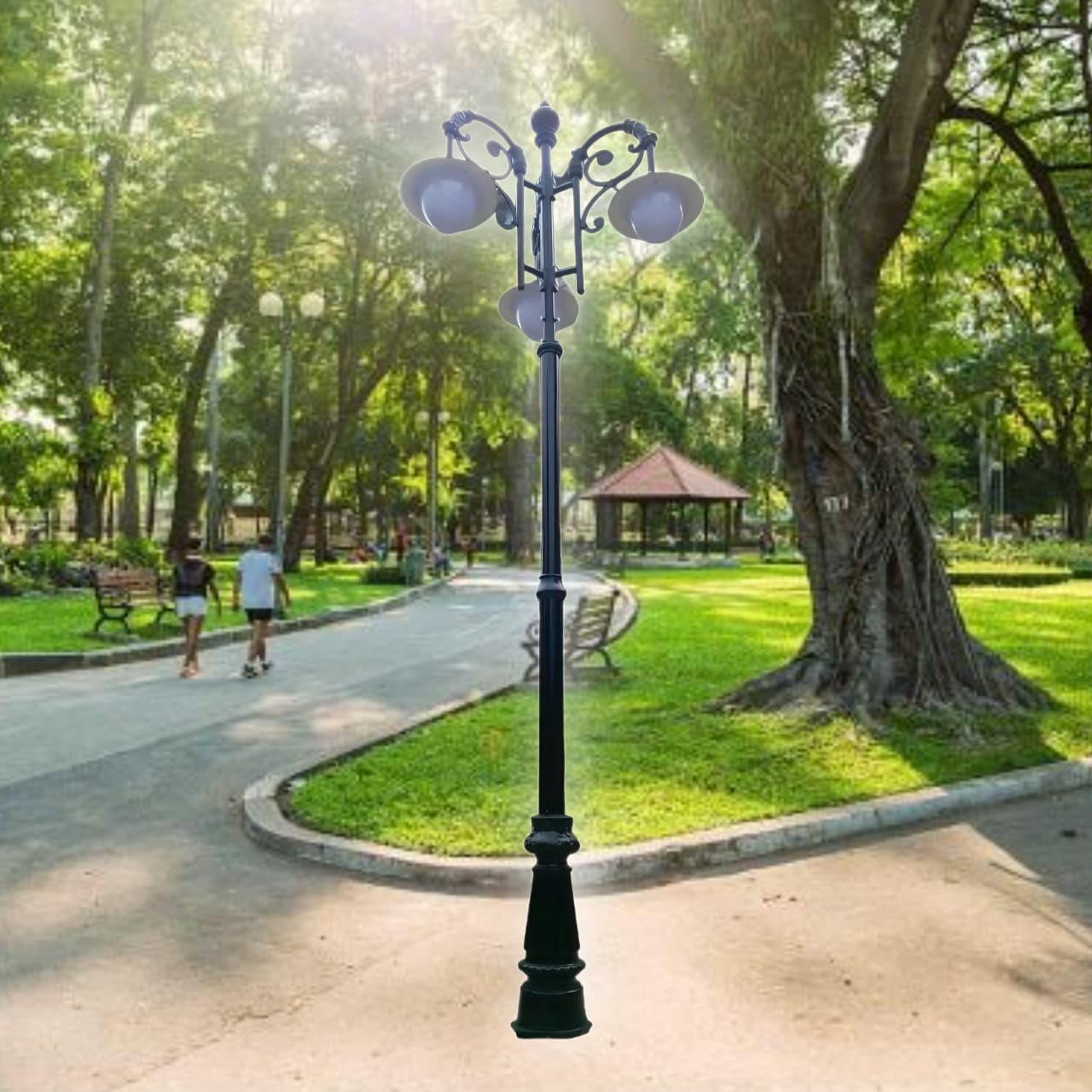 Cột Đèn Trang Trí Sân Vườn Chùm 3 Bóng - Mã sản phẩm ZCSV-VIN-3