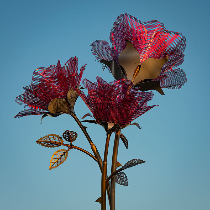 Cột Đèn ZALAA Kiểu Bông Hoa Hồng Trang Trí Nghệ Thuật Chiếu Sáng Cho Dự Án Công Viên Ánh Sáng
