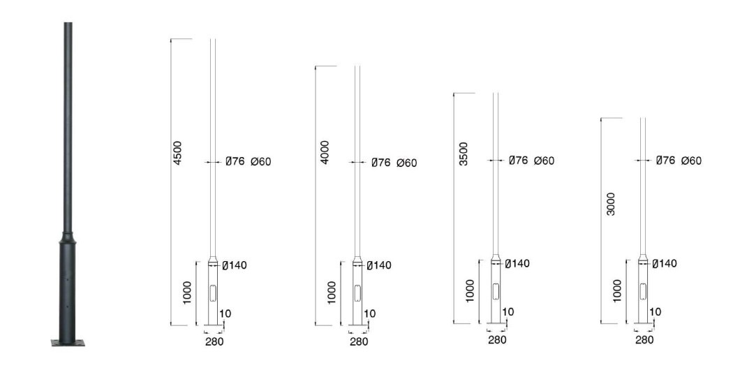 Cột Đèn Công Viên Giật Cấp, cao từ 3m5 đến 8m, ZALAA sản xuất, OEM theo yêu cầu