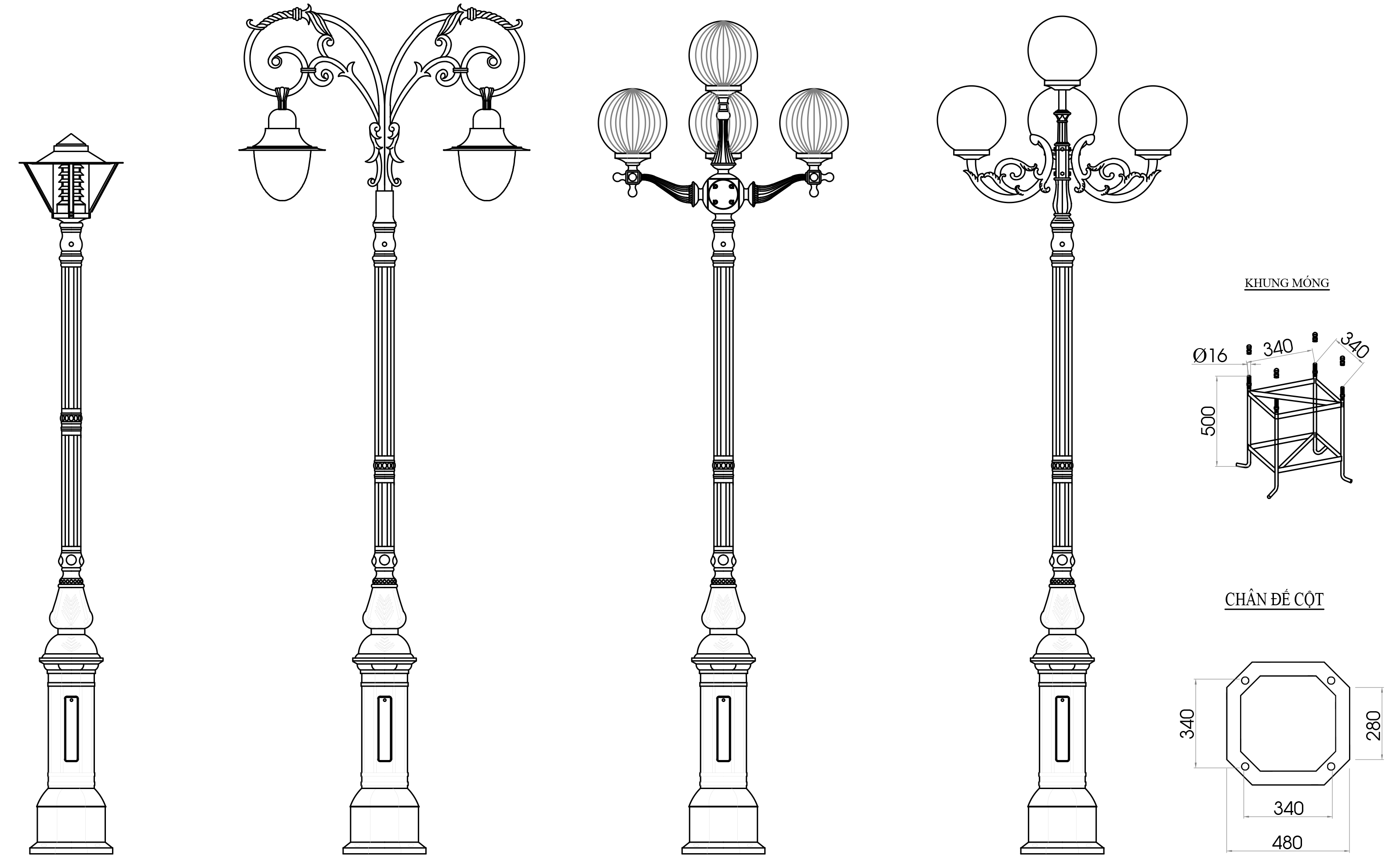 Đế Cột DC05B - Chân Đế Cột Đèn Thép Gang Bền Bỉ Chịu Lực Cao