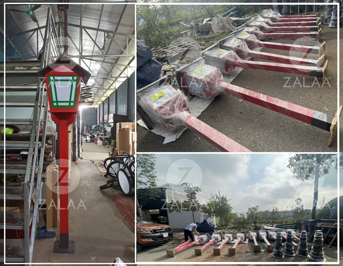 Cột Trang Trí Sân Vườn Có Đầu Đèn Kiểu Dáng Nhà Nhật Bản Trang Trí Cảnh Quan Đền Chùa Nhà Thờ