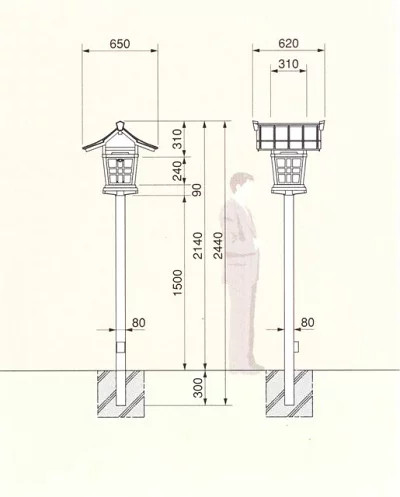 Cột Trang Trí Sân Vườn Có Đầu Đèn Kiểu Dáng Nhà Nhật Bản Trang Trí Cảnh Quan Đền Chùa Nhà Thờ