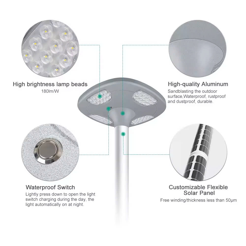 Cột và Đèn LED Chiếu Sáng Công Viên ZSR-2025 Smart City - Tấm Pin Dọc Vertical