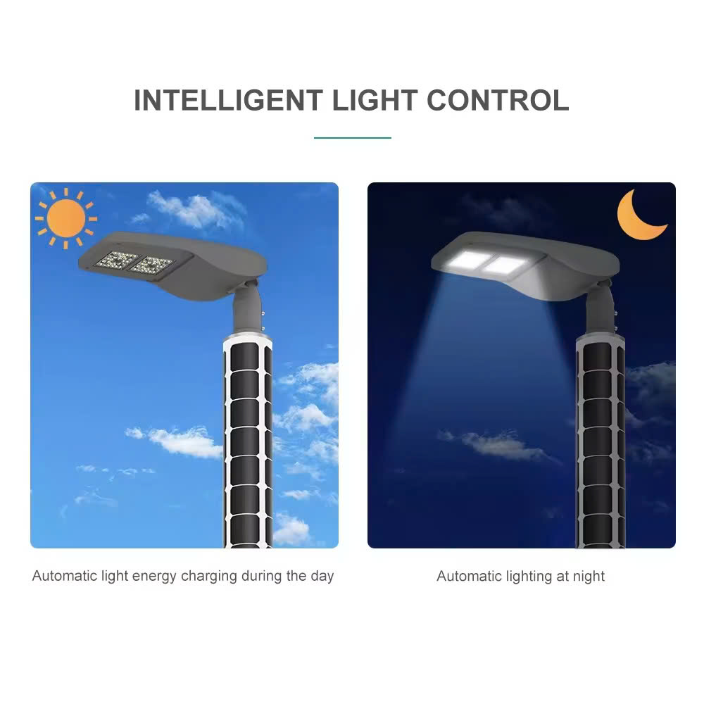 Cột và Đèn LED Chiếu Sáng Đường Phố ZSR-2025 Smart City - Tấm Pin Dọc Vertical