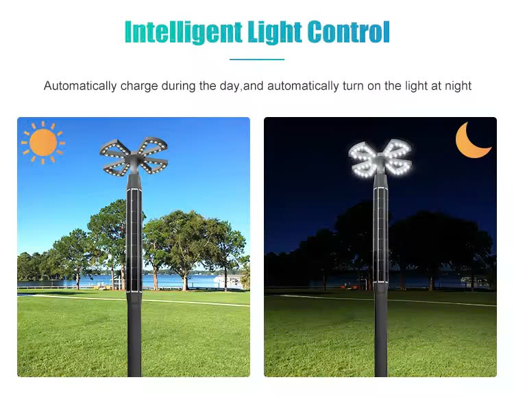 Cột và Đèn LED Chiếu Sáng Sân Vườn ZSR-2025 Smart City - Tấm Pin Dọc Vertical