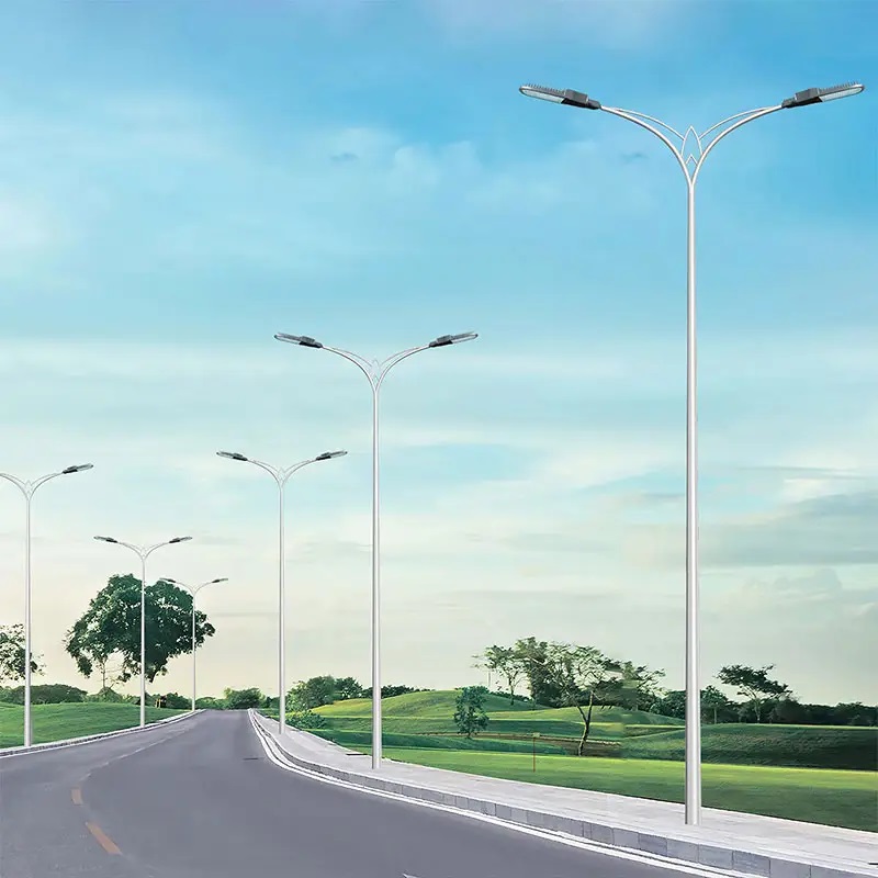 Cột Đèn Cao Áp Liền Cần Đôi cao từ 6m đến 11m chiếu sáng đường phố